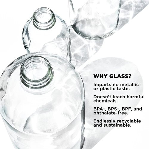 bkr - Big Smooth - Reusable Glass Water Bottle - Leakproof, Durable, Workout & Travel Friendly, Carrying Loop - Dishwasher Safe - Removable Silicone Sleeve - BPA Free - 1L (32 oz) - Jet