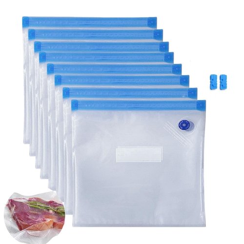 Sous Vide Bags-BPA-Free Reusable Vacuum Seal Bags for Food/Freezing safe-20pcs (8.6 * 8.5in) Vacuum Food Storage Bags & Seal Clips for Sous Vide Cooking-HOMYLAND