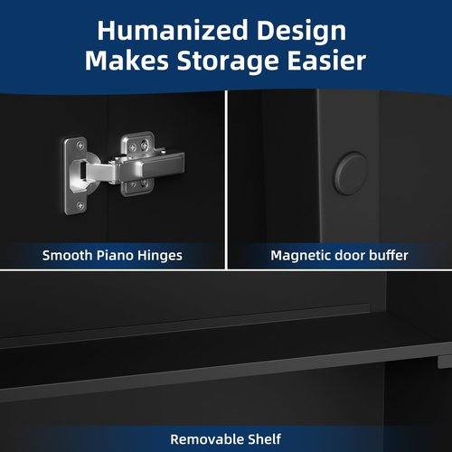 YTSMIR Medicine Cabinet with Mirror, 14x18 Inch Black Bathroom Mirrored Cabinet, Metal Framed Wall Cabinet with Beveled Mirror, Modern Surface Mount or Recessed Medicine Cabinet with Storage