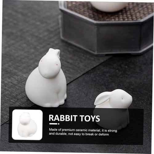 **Skiennix Ceramic Rabbit Figurine - Year of the Rabbit Desktop Bunny Decor | Perfect for Home & Office**
