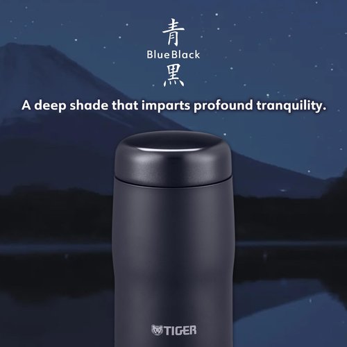TIGER Made in Japan Vacuum Insulated Stainless Steel Water Bottle, 12 oz (360ml), AF - Blue Black