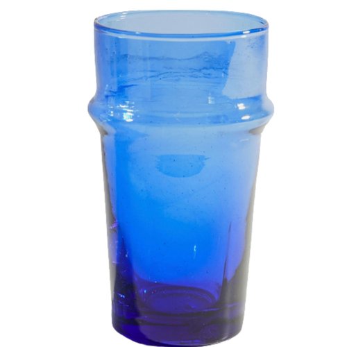 Verve CULTURE Beldi Stackable Glasses Handblown Moroccan Glassware-Blue | Set of 6, 11 fl. oz.