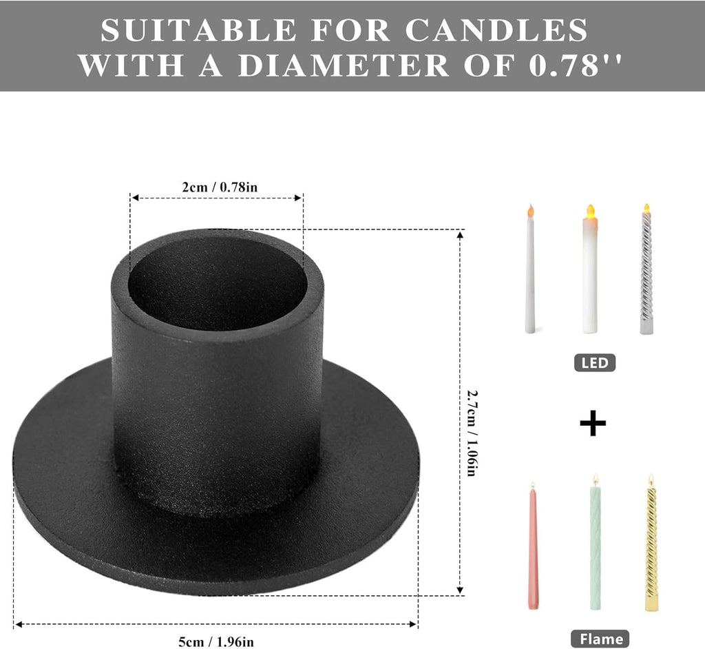 Regine Switzerland Black Candle Holders - Retro Farmhouse Decor for Home & Weddings | Set of 4
