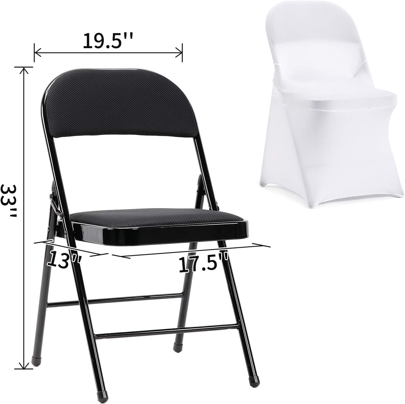 Peomeise Folding Chair Covers - Stretch Spandex for Weddings & Events | White, Set of 12