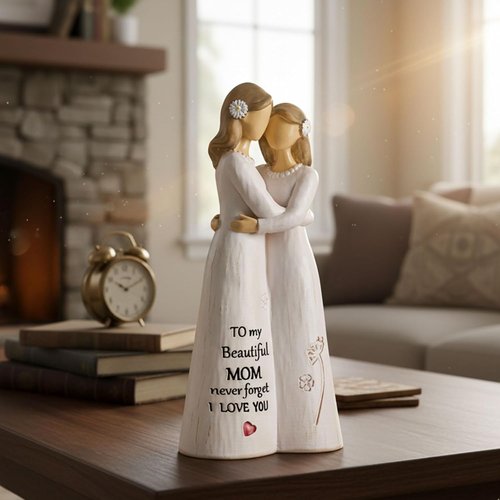 NAN ZAI NAN FANG Mother Daughter Figurine - Hand-Painted 5.5" Sculpture for Home Decor | Perfect Gift for Mom