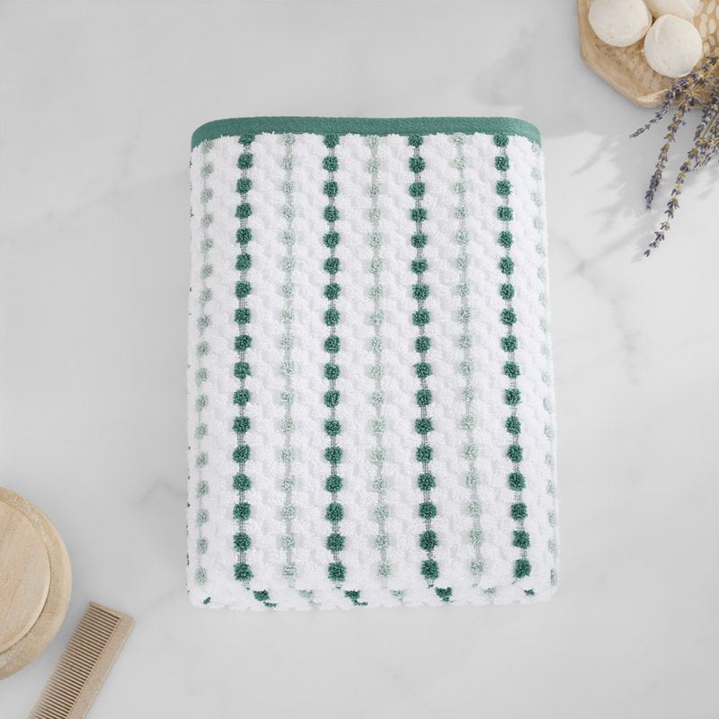 Mainstays Performance Bath Towel - Green Dot Pattern, 100% Cotton, Quick Dry