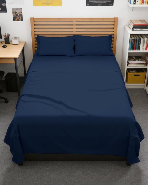 Full XL Bed Sheet Set by Hotel Luxury | 4-Piece Soft, Breathable & Cooling Bedding - Navy Blue