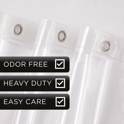 London Fog 8G PEVA Shower Liner with Metal Grommets 1-Piece Standard Shower Curtain in Clear, 70 x 72, PEVA, Adult, All Season, Oeko-TEX Certified