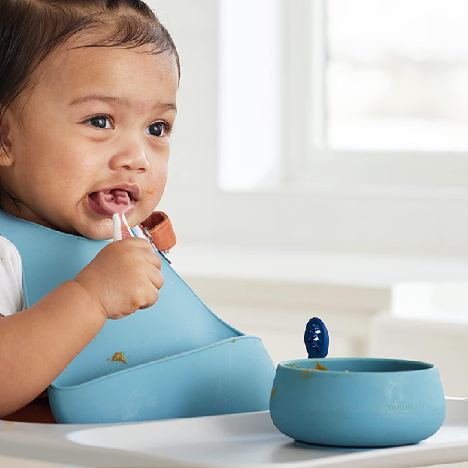 NumNum Suction Bowls - Extra Strong Non-Slip Silicone, BPA-Free, 2-Pack for Baby-Led Weaning | Blue/Green