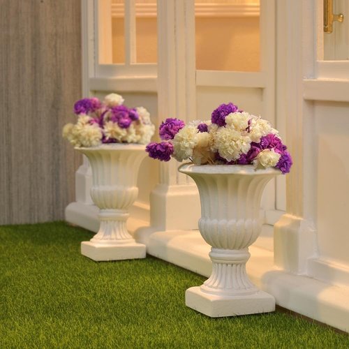 iLAND Miniature Dollhouse Accessories - 2pcs Decorative Plants with Dry Flowers | Mini Urn Planters