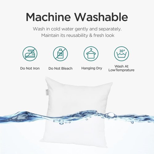 Acanva 24x24 Throw Pillow Inserts Set of 4, Premium Polyester Fiber Fill Square Sham Stuffer Cushion for Sofa, Bed, Couch and Chair, Machine Washable, White