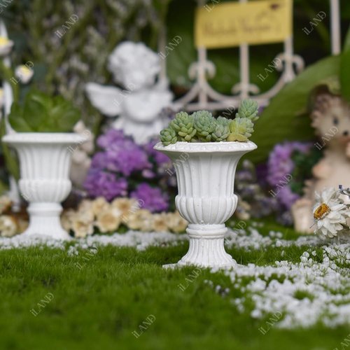 iLAND Miniature Dollhouse Accessories - 2pcs Decorative Plants with Dry Flowers | Mini Urn Planters