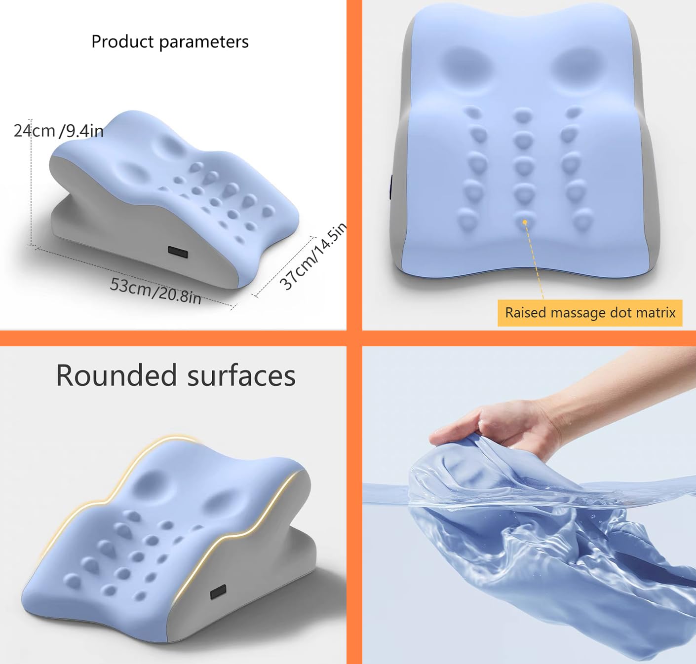 27° Wedge Pillow with Built-in Massage Points – Intimacy & Butt Support for Couples, Maternity Pillow, Removable Washable Cover (Light Gray, with Small Pillow)