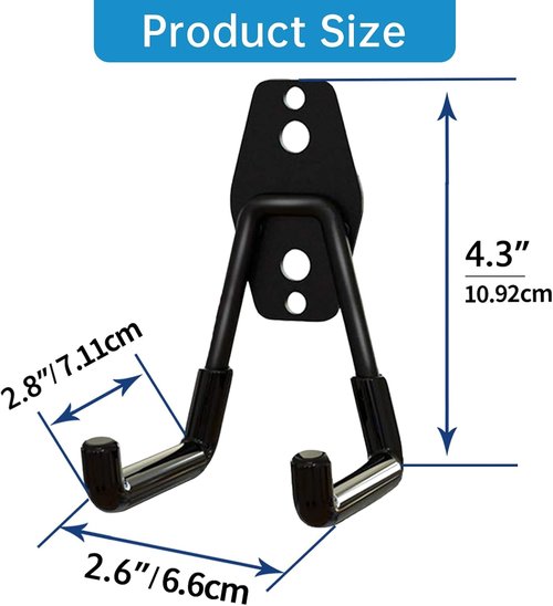 GeeWatom Garage Storage Utility Hooks - Durable Steel Wall Mount Garden Tool Organizer | 4 Pack Black