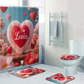DDS-DUDES Valentine Shower Curtain Set for Bathroom, Wedding,Happy Valentine's Day Gnomes by Bike Waterproof Bath Curtain, Eiffel Tower Fabric Shower Curtains with Hooks 71x71 inches