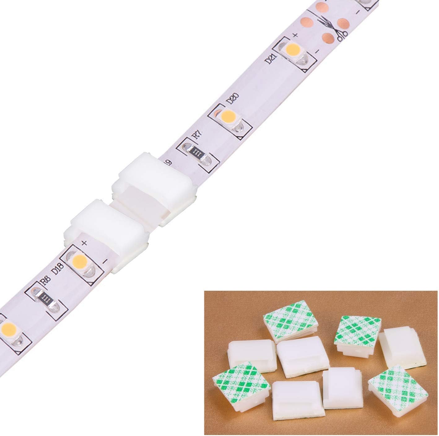 PETKNOWS LED Light Strip Mounting Clips - 80 PCS Self-Adhesive Cable Holders for 10mm Strips