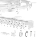 MERDTTES Flexible Bendable Ceiling Curtain Track, 9.8 FT (3 m), Mount for Rail with sliding Curtain Track System, Curtain Track Ceiling Mount, Room Divider for RV, Bathroom, Ceiling Curtain Rod, White