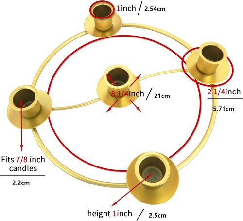 Gold Advent Candle Holder - 5-Spot Wreath Design for Christmas Home & Church Decor