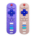 ROBBEAR Baby Teething Toys - Food Grade Silicone Teether in TV Remote Shape | BPA-Free, Purple & Khaki