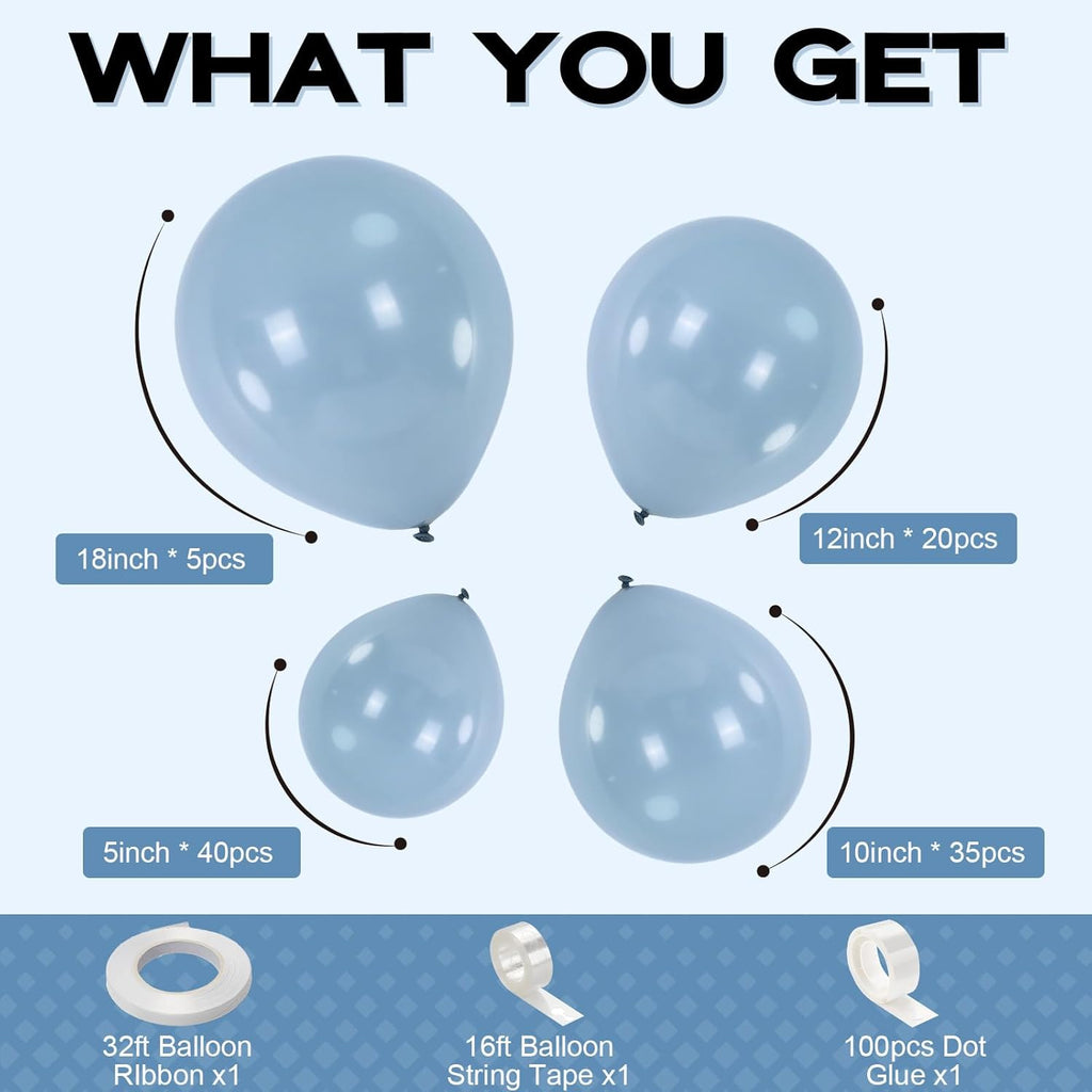 Skiennix Pale Aqua Balloon Arch - Elegant Blue Balloon Garland for Boho Birthday, Wedding & Baby Shower | 5-18 Inch Latex Balloons
