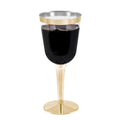 BloominGoods Disposable Wine Glasses With Stem, 10 Oz. Gold Rim Plastic Wine Glasses For Parties, Weddings, Large Clear Wine Cups Plastic, 50 Ct.