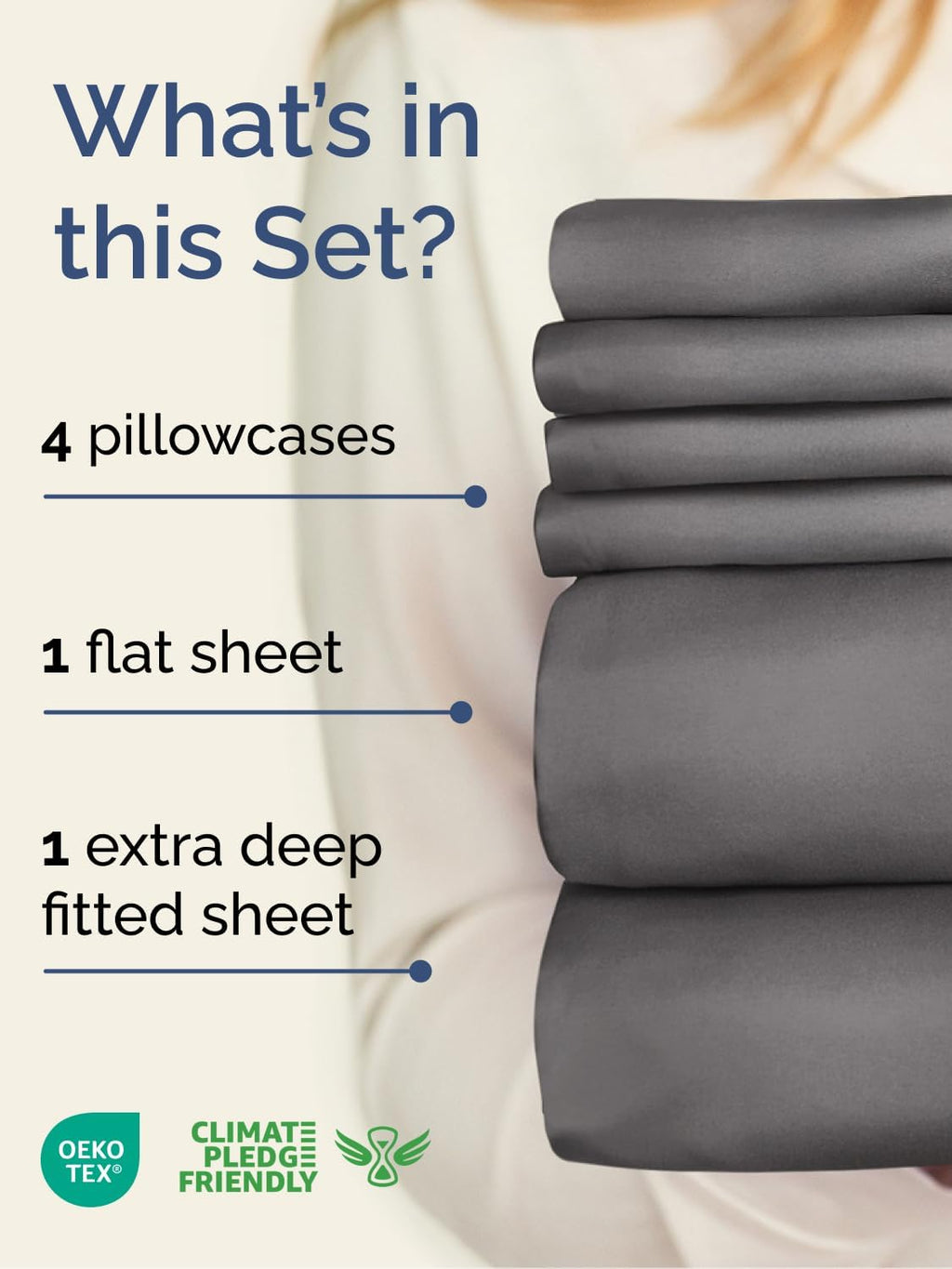 Skiennix Extra Deep Cal King Sheet Set - 6 Piece Breathable Cooling Bedding - Soft Wrinkle-Free Grey