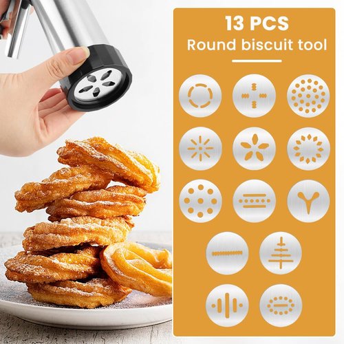 Cookie Press Gun Kit, Spritz Cookie Press for Baking Icing Gun with 13 Cookies Discs and 8 Piping Tips for DIY Christmas Cookies, DIY Biscuit, Decorating Baking Supplies