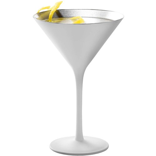 Stölzle Lausitz Olympia Martini Glass (Set of 6) - 8 Oz Luxury Drinkware, Crystal Drinking Glasses, Lead-Free, Dishwasher Safe - Ideal Barware for Gatsby-Style Events (White/Silver)