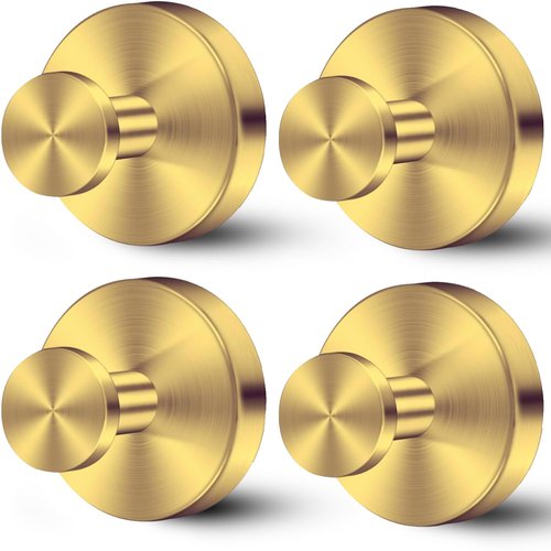 Black Suction Cup Hooks for Shower - Set of 4, No Drill Towel Hooks for Bathroom Wall, Kitchen, Glass, Mirror, Tile - Ideal for Hanging Towels, Robes, and Loofahs (gold-4pcs)