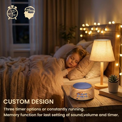 Douni Sleep Sound Machine - White Noise Therapy with 27 Soothing Sounds | Timer Settings & Wood Grain Finish