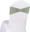 Skiennix Spandex Chair Sashes - 50 Pack Sage Green Elastic Covers for Wedding & Banquet Decor