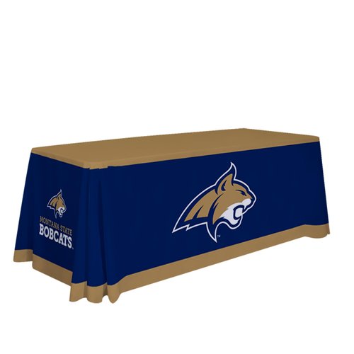 Montana State Bobcats College Sports Printed Table Throw - NCAA Licensed - Polyester - School Tablecloth (Blue, Gold, White) (6' Draped)