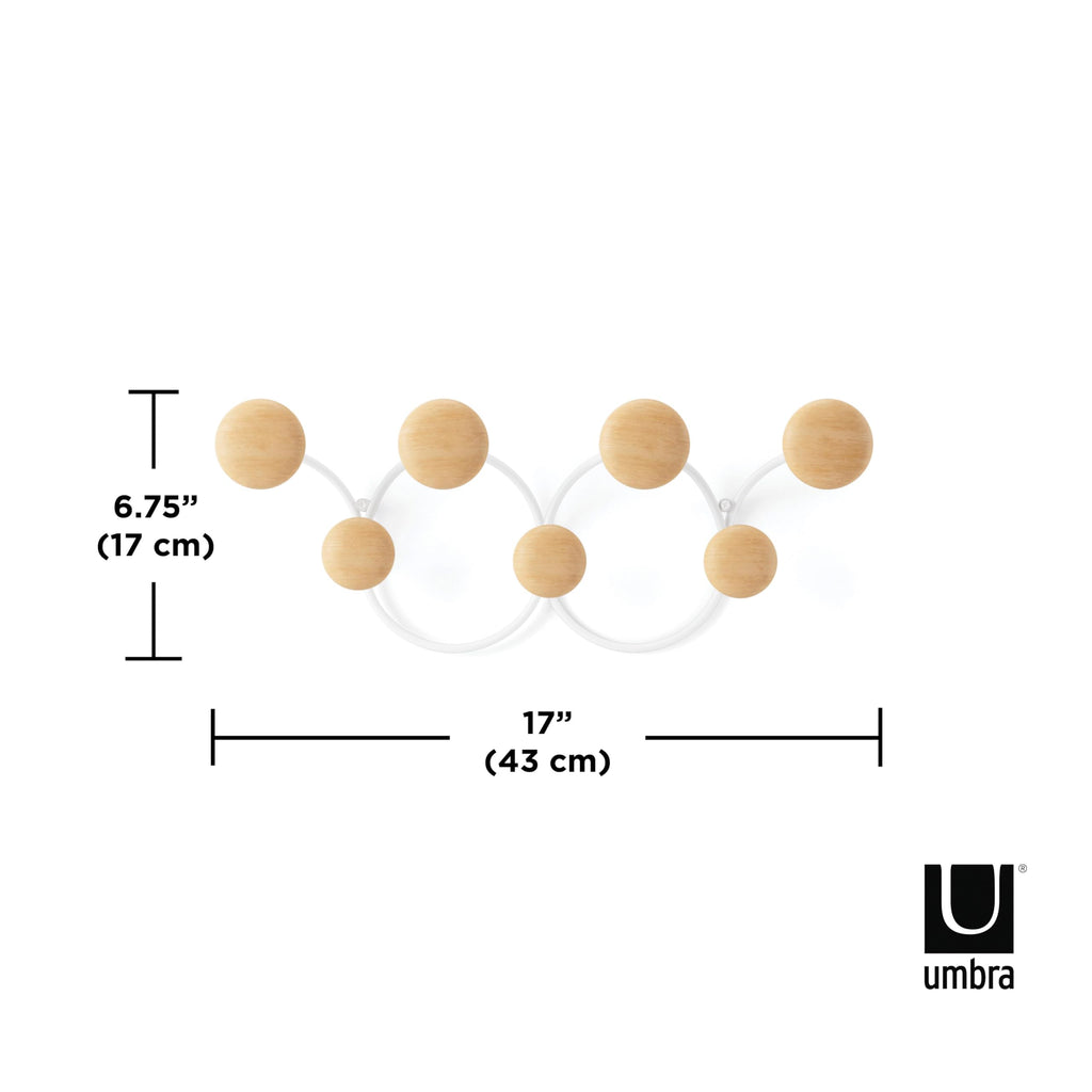 Umbra Dotsy Hanger with 7 Hooks, White/Natural
