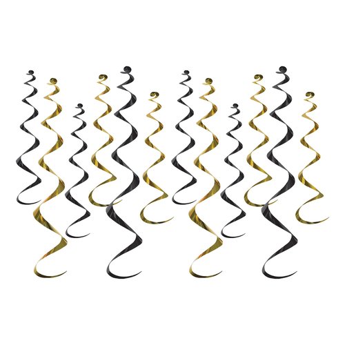 Beistle Twirly Whirlys Black and Gold Pack of 2