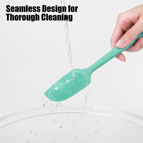 600°F Heat Resistant Small Spatula, Doosu Mini Food-Grade Silicone Bowl Scraper Compact Flexible Kitchen Cooking Baking Tool for Scraping Jar Jams Nut Butters & Mixing Stirring Sauce (Aqua Sky)