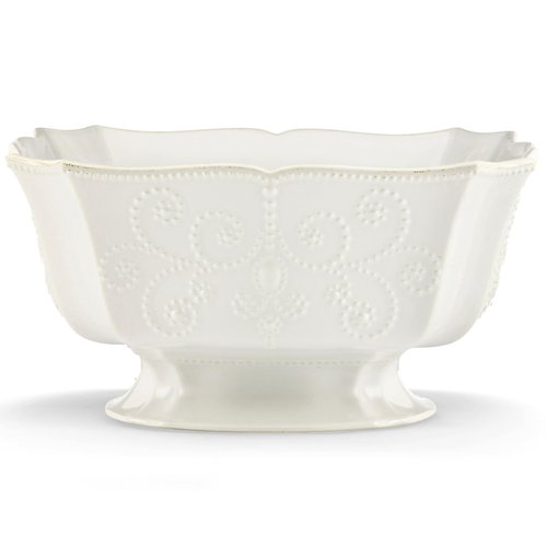 Lenox French Perle Footed Centerpiece Bowl, White -