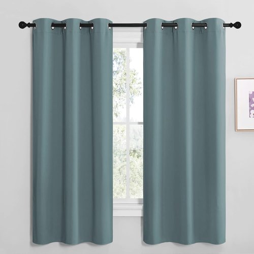 NICETOWN Blackout Curtains - Noise Reducing Thermal Insulated Drape Panels | Greyish Blue, 2 Panels, W42 x L68-Inch