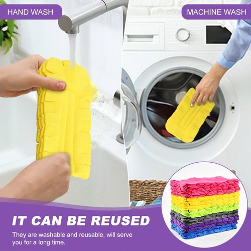 14 Pcs Duster Refill Fleece Refills for Swiffer, Dry/Wet Dual Use Clean Heads Reusable Fleece Duster Pads Refills for Ceiling Fan, Hardwoods Window Kitchen Floor