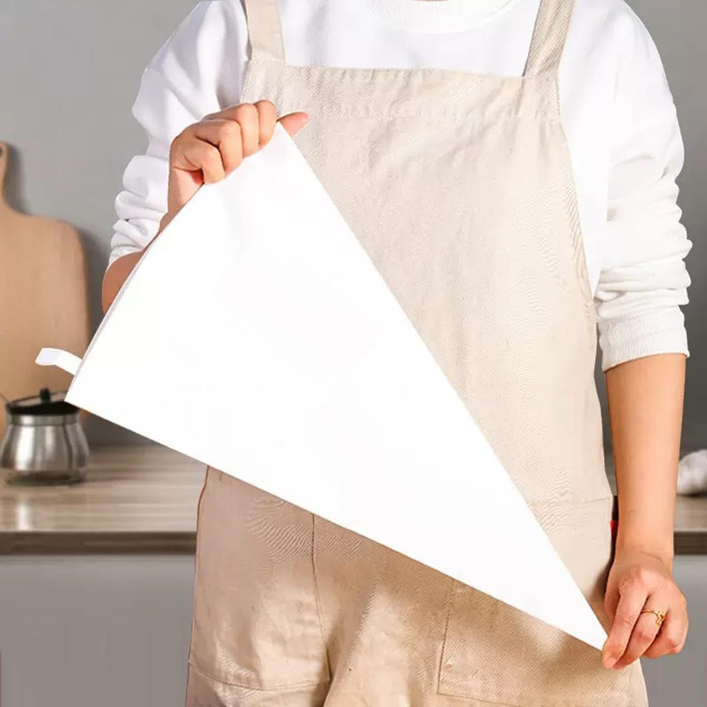 Skiennix Reusable Piping Bags Set - Eco-Friendly Cotton Bags with 3 Tips & Coupler for Easy Cake Decorating