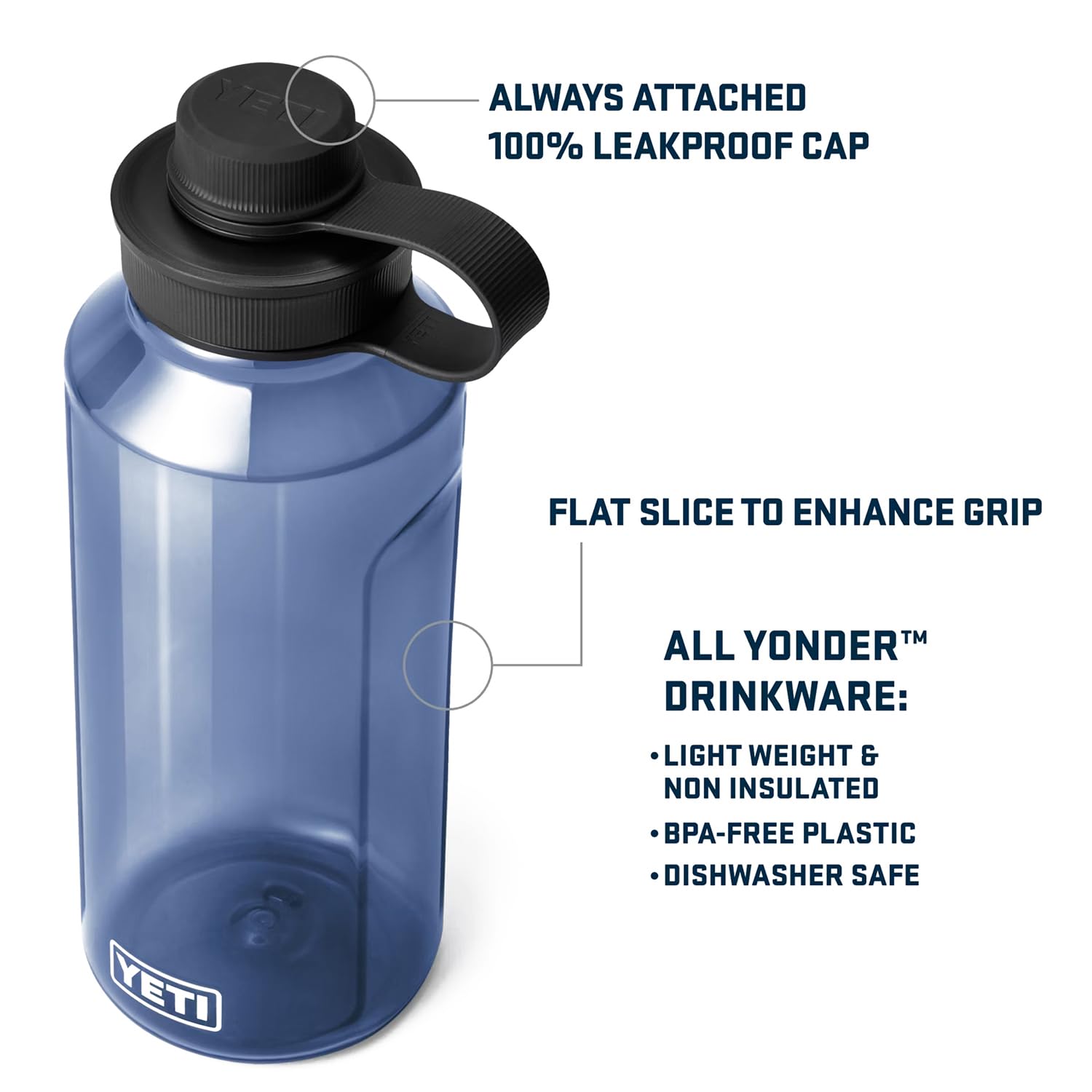YETI Yonder 1.5L/50 oz Water Bottle with Yonder Tether Cap, Big Wave Blue