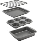 GoodCook Nonstick Steel Toaster Oven Set - 4-Piece Gray Set with Sheet Pan, Rack, Cake Pan & Muffin Pan
