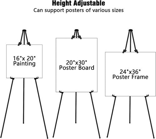 6 Pack Easel Stand - 63" Folding Black Tripod Easels for Weddings, Paintings & Crafts