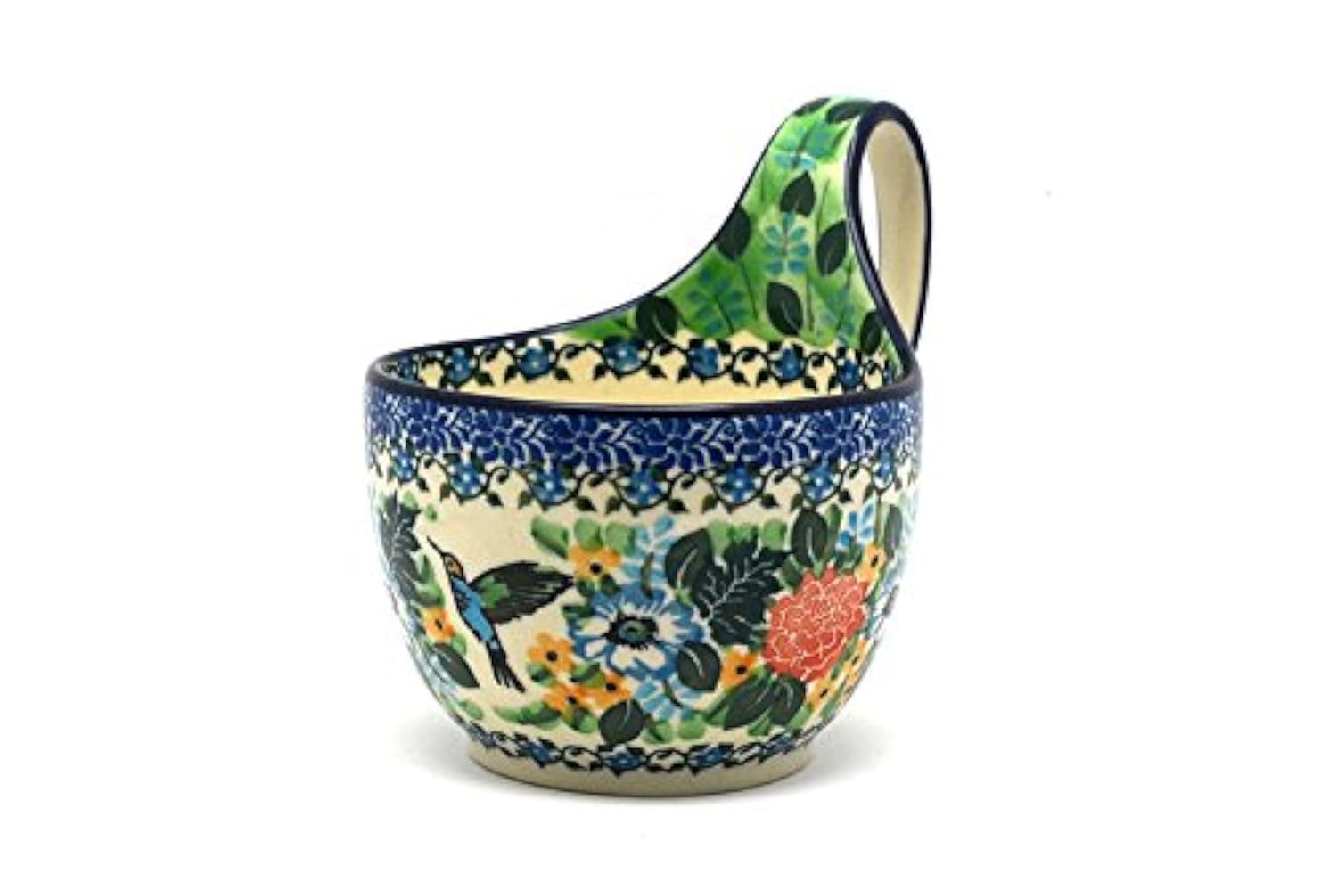 Polish Pottery Loop Handle Bowl - Unikat Signature U3271