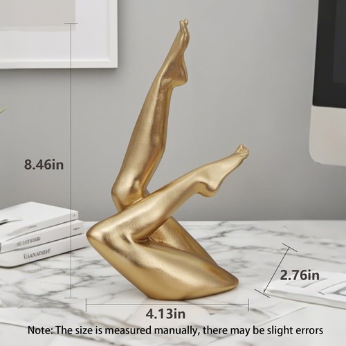 Zonsuli Golden Legs Sculpture Elegant Resin Home Decor Legs Statues Versatile Indoor/Outdoor Ornament, Bedroom, Office Desktop, Cabinets, Perfect (Bent Leg)