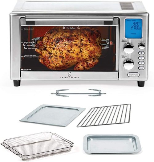 Emeril Lagasse 360 Stainless Steel Air Fryer - XL Capacity with 12 Cooking Functions & 360° Quick Cook Technology