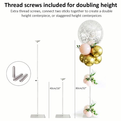 lightsfever Reusable Acrylic Balloon Stand Kit – Heavy Duty Tabletop Display with Sticks and Base, Ballon Stands for Centerpieces, Centerpiece Table Decorations for Parties (6 Pack 16 inch)