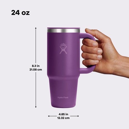 Hydro Flask Coffee Travel Tumbler Mug – Insulated Stainless Steel, Leak Resistant Hot & Iced Coffee Cup 24 Oz Birch Gray