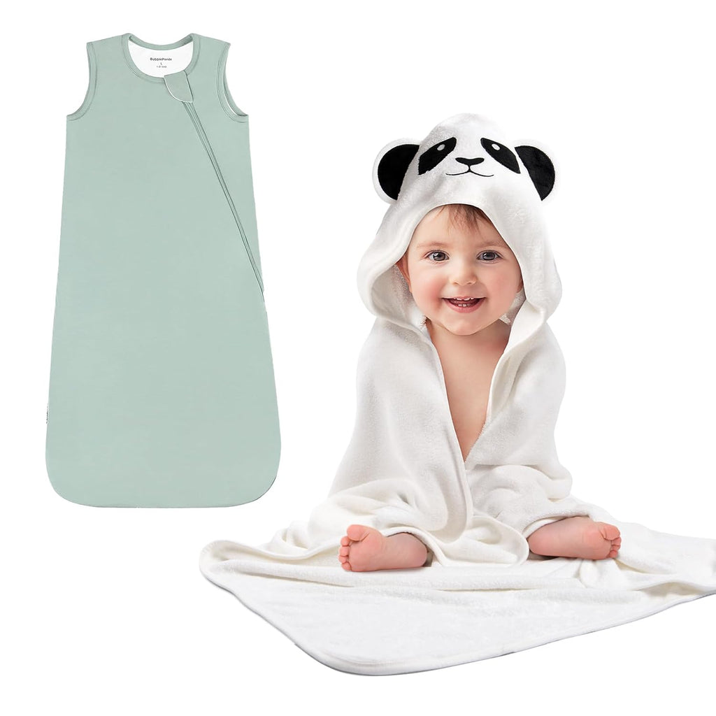 Okayinn BubblePanda Sleep Sack - Cozy 6-12 Months Infant Sleep Solution | Hooded Bath Towels Included