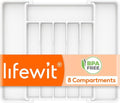 Lifewit Expandable Silverware Drawer Organizer - BPA-Free Utensil Tray for Kitchen | Adjustable 10.9"-17.5" x 13.7" - White