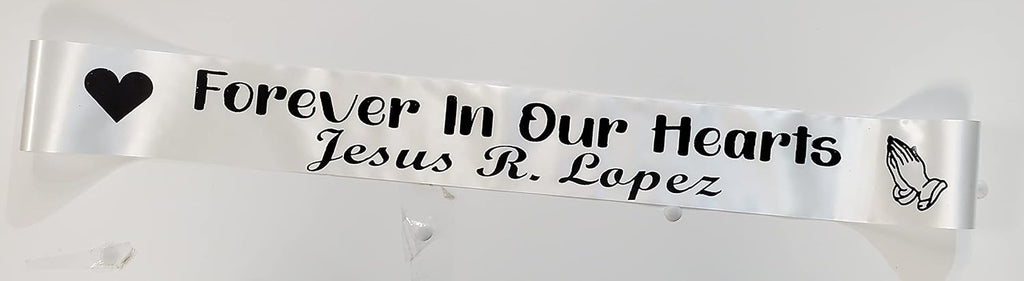 Regine Switzerland Personalized Memorial Funeral Sash - In Loving Memory for Casket or Wreath (White)